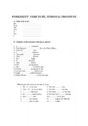 English worksheet: verb to be