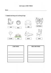 English Worksheet: Living things