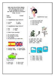 English Worksheet: 4th grade exam