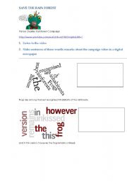 English Worksheet: Save the Rain Forest( Prince Charles Campaign)