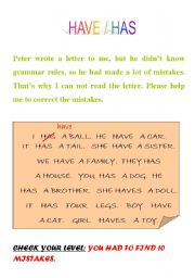 English Worksheet: HAVE/HAS