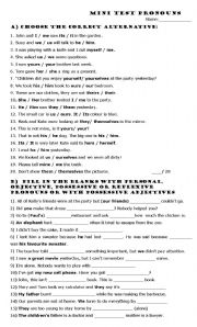 English Worksheet: Pronouns and Possessive Adjectives