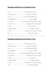 English Worksheet: Regular Verbs