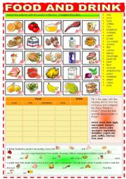 English Worksheet: FOOD AND DRINK