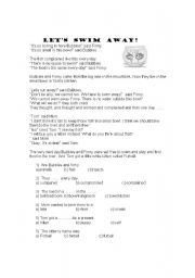 English worksheet: Bubbles and Finny - Lets swim away!