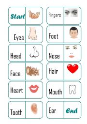 English Worksheet: Parts of the body domino 