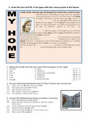 English Worksheet: My Home