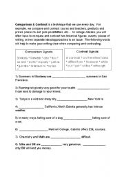 English Worksheet: Comparison & Contrast Signals + exercise