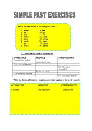 English worksheet: Simple past exercises