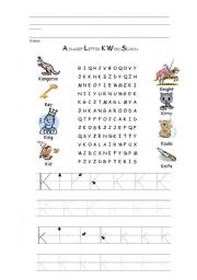 English Worksheet: Wordsearch of K letter