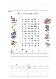 English worksheet: Wordsearch of K letter