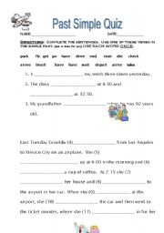 English Worksheet: A Past Simple Quiz