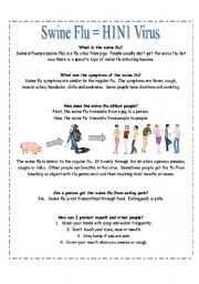 English Worksheet: READING:  What is the Swine Flu?  [suitable for high-beginners]