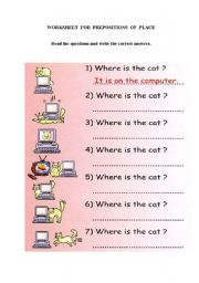 worksheet for prepositions