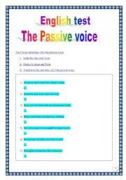 English Worksheet: Grammar test: The PASSIVE VOICE (with KEY)