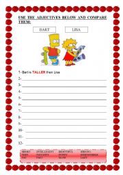 English Worksheet: COMPARE BART AND LISA