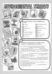 English Worksheet: ENVIRONMENTAL THREATS