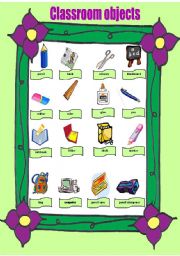 English Worksheet: Classroom objects pictionary