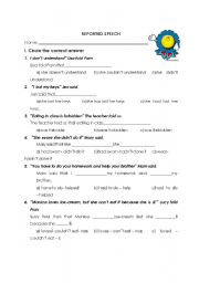 English Worksheet: Reported Speech