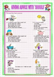 English Worksheet: GIVING ADVICE SHOULD` 