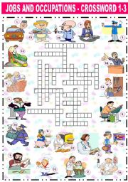 English Worksheet: JOBS AND OCCUPATIONS - CROSSWORD (1-3)