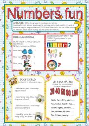 English Worksheet: NUMBERS FUN!