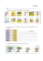 English Worksheet: Months-Days-Seasons