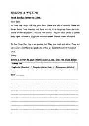 English Worksheet: READING and WRITING