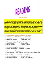 English Worksheet: reading