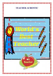 English Worksheet: Acrostic Teacher