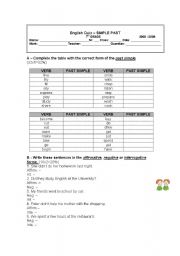 English worksheet: Simple Past - Grammar Quiz