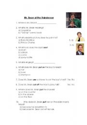 English Worksheet: Mr. Bean at the Hairdressers