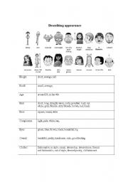 English Worksheet: Describing appearance