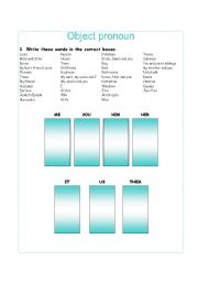 English worksheet: object pronoun