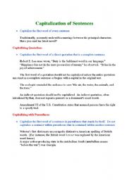 English Worksheet: Capitalization of Sentences