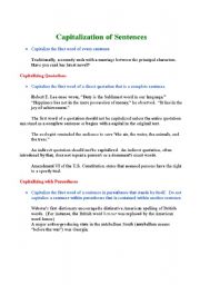 English worksheet: Capitalization of Sentences