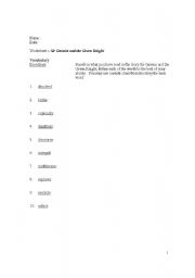 English worksheet: Sir Gawain Worksheet