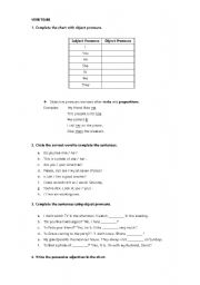 English Worksheet: Objective and posessive pronouns - Exercises