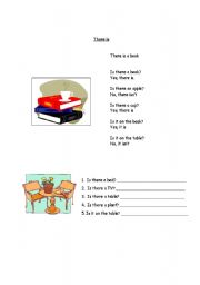 English worksheet: describing places using there is