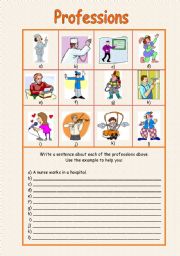 English Worksheet: Professions