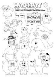 English Worksheet: Animal Habitats