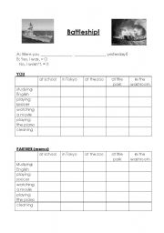 English Worksheet: What were you doing? Battleship