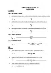 English worksheet: Statistics formulay (2nd Year)
