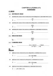 English Worksheet: Statistics formulay (2nd Year)