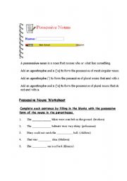 English worksheet: possessive pronouns