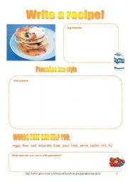 English Worksheet: WRITE A RECIPE