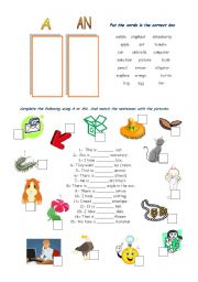 English Worksheet: A & AN