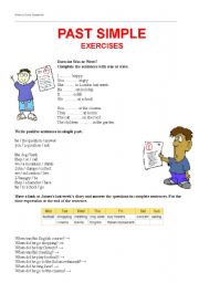 English Worksheet: PAST SIMPLE  EXERCISES