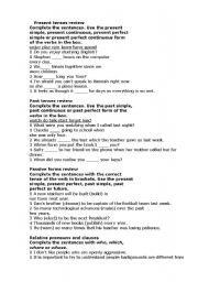 English worksheet: present tenses