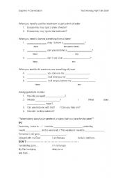 English worksheet: ESL Classroom conversation